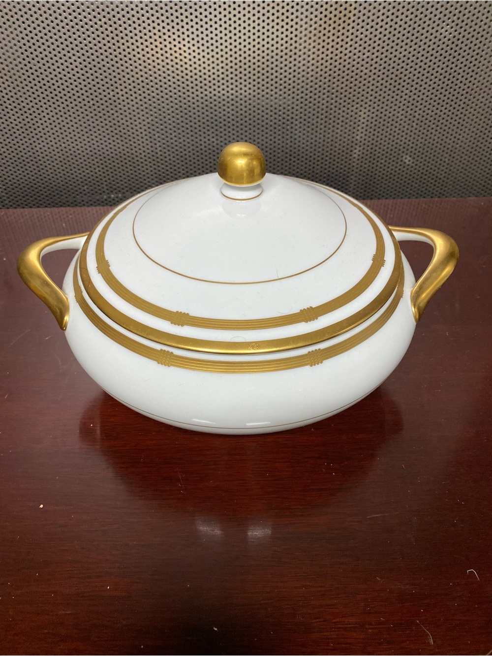 Christian Dior Porcelain White & Gold Covered Serving Tureen Elegant Dinnerware